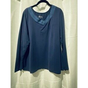 Womens Boho Bohemian Blouse Shirt Top Hippie Embroidered 1X  color blue